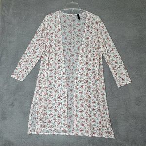 Soft Stitch Duster Womens 2X Floral Sheer Open Cardigan Longline Long‎ Sleeves